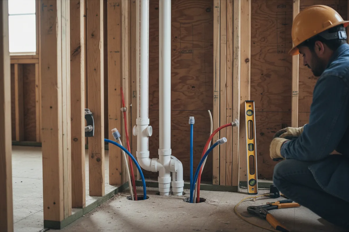 Drain and supply rough-in during Drain Cleaning in Providence
